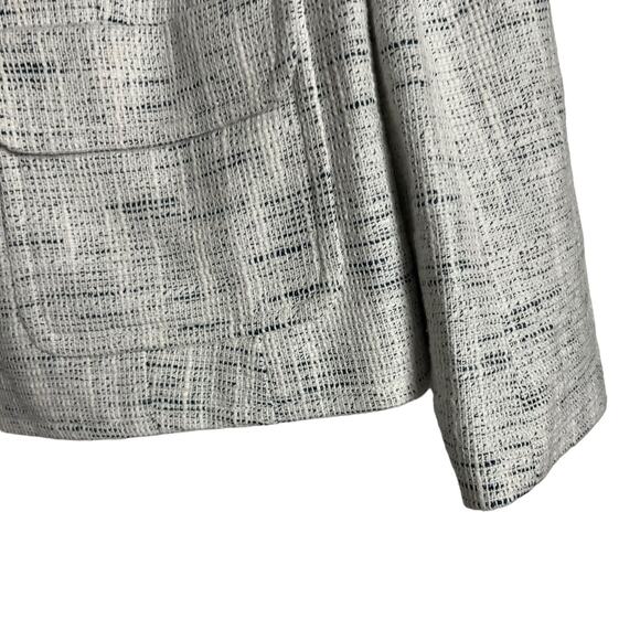 Ann Taylor White Gray Marled Tweed Zip Up Blazer Jacket Size 12 Petite - Picture 5 of 7